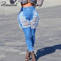 znaiml high waist pencil y2k pants womens stretch skinny ripped hole washed denim mom jeans female slim jeggings trousers