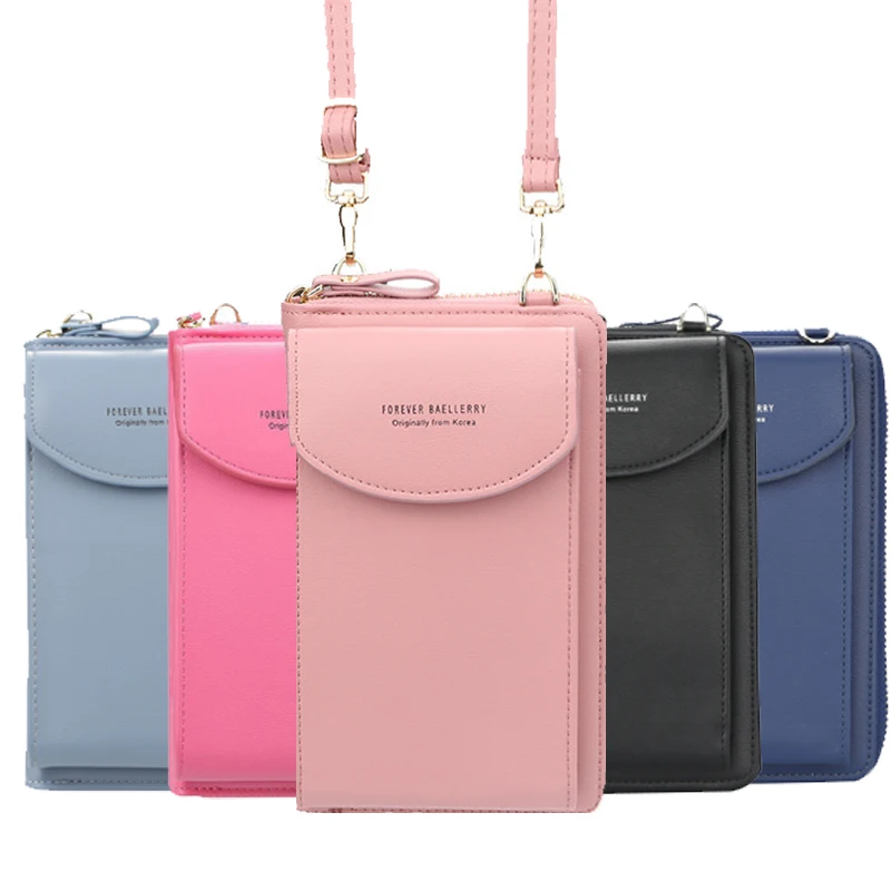 

Women's Wallet Shoulder Mini Leather Bags Strap Mobile Phone ID Card Holders Wallet Handbag Money Pocket Girl's Storage Bags
