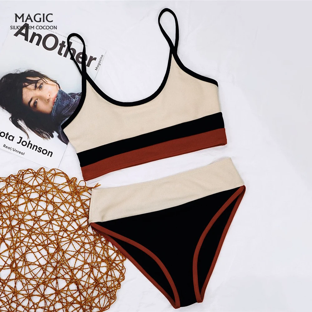 

Color Matching Two Piece Bikini Women Swimsuit Sexy Bikini Sets Summer Girl Bathing Suits Beach Wear High Waist Swimwear Women