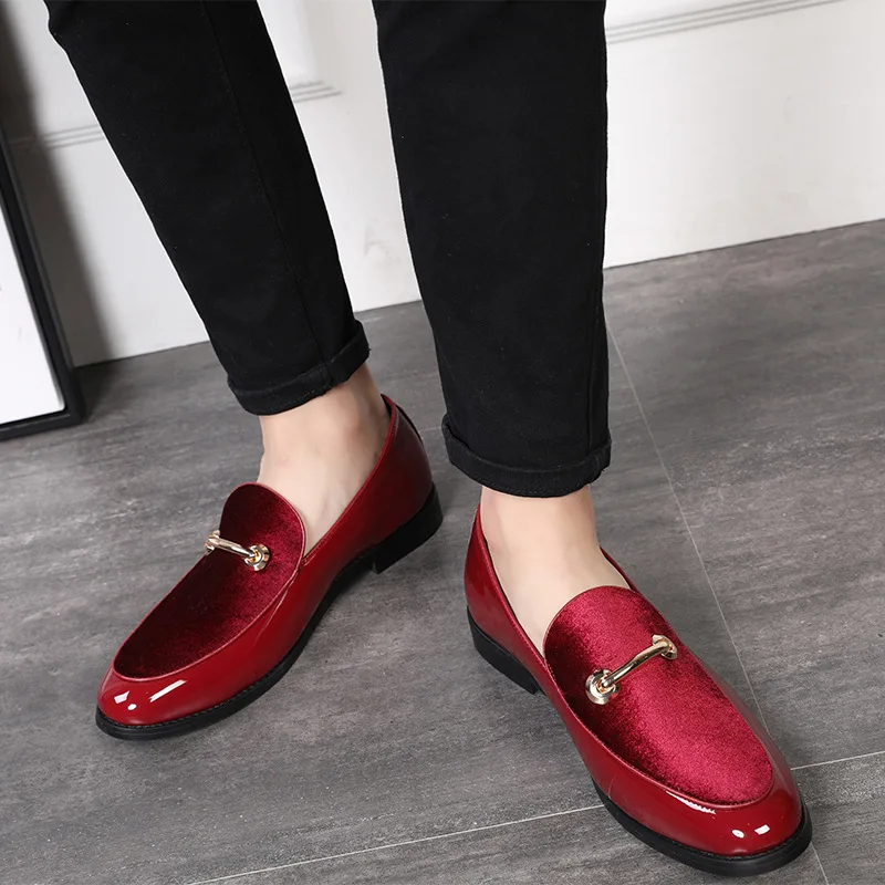 

Fashion Pointed Toe Dress Shoes Men Loafers Patent Leather Oxford for Formal Mariage Wedding zapatos hombre
