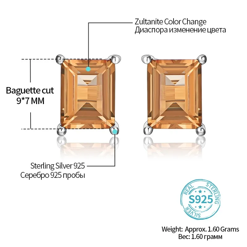 

Женские серьги-гвоздики из стерлингового серебра с султанитом, 5 карат