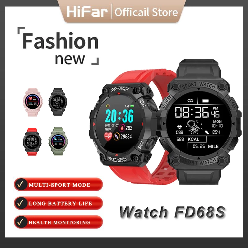 

FD68S Smart Watch Men Women Sports Fitness Bluetooth Touch Screen Bracelet Heart Rate Blood Oxygen Tracker for Smartphone