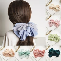 elegant lace big bow spring clip three layers lace chiffon hair clip for women solid hairpin exquisite korean hair accessories