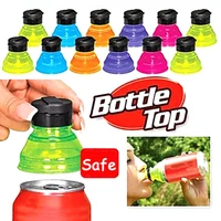 6pcs pe bottle top lid protector beverage can cap soda saver easy pull drink leak proof sealing cover beer can cover