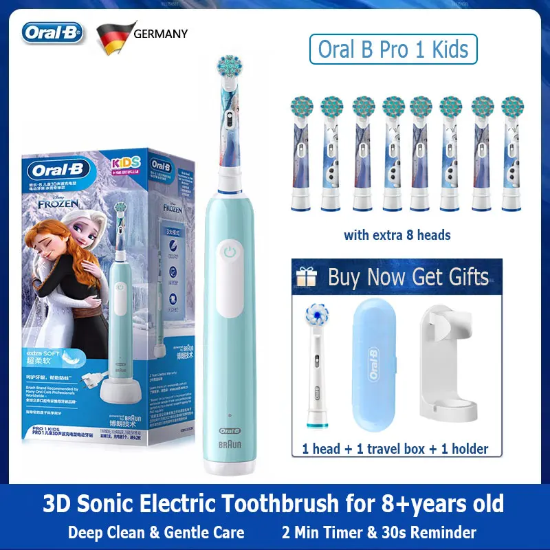 Oral B Pro 1 Children Electric Toothbrush Rechargeable With Replace The Tooth Brush Head Featuring Disney's Frozen for Kids 8+