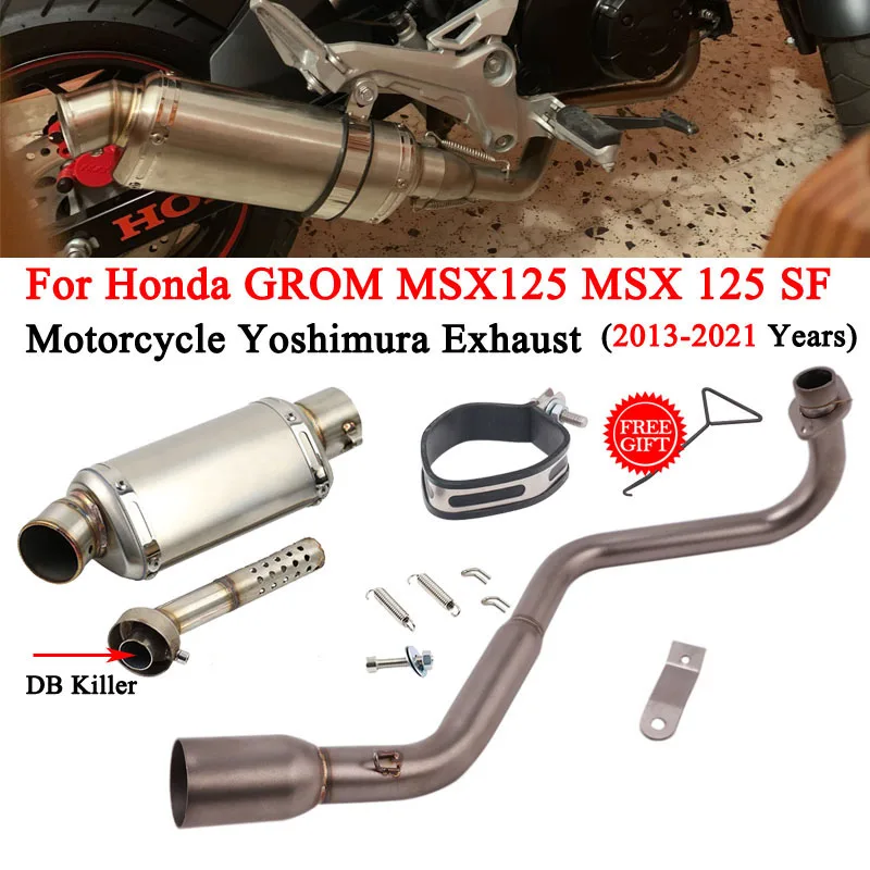

For Honda GROM MSX125 MSX 125 SF 20132021 Motorcycle Exhaust Full System Modify Link Tube Escape Yoshimura Muffler DB Killer