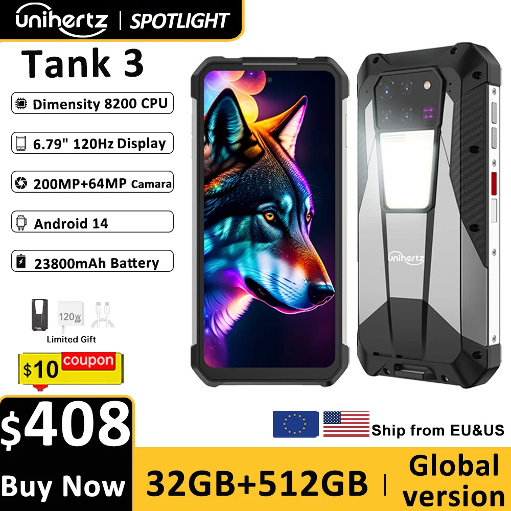 Фото Unihertz 8849 Tank 3 от смартфона 5G 32 ГБ + 512 ГБ 200 МП 120 Гц 23800 мАч 120 Вт Зарядное устройство Размер мобильного телефона 8200 Мобильный телефон №1
