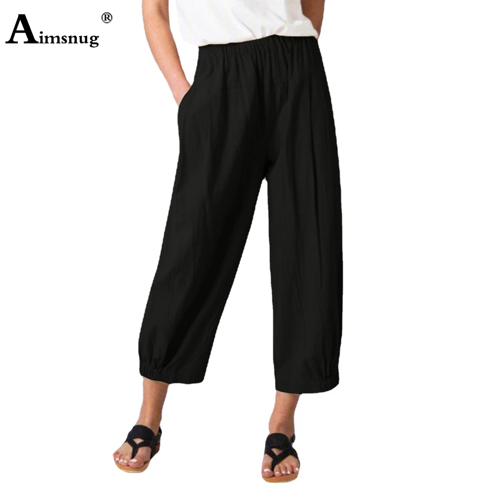 High Waist Pants Women's Linen Trouser 2022 Summer New Fashion Stand Pocket Bottom Casual Loose Pantalon Female Staight Leg Pant