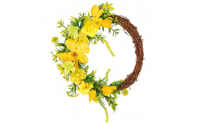 

Artificial Flowers Rattan Wreath Thanksgiving Door Decor Welcome Your Guests Convenient Displaying 35cm/13.7inch Holiday Wreath