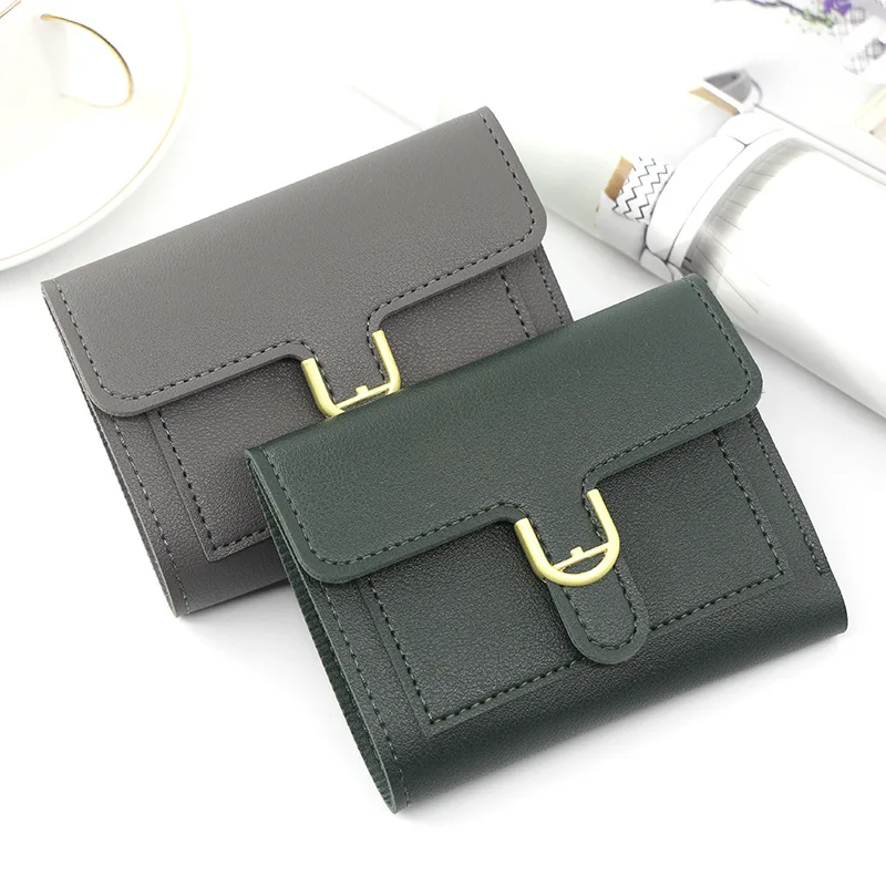 Manufacturer wholesales women's purse short small simple solid color zero purse bank card handbag