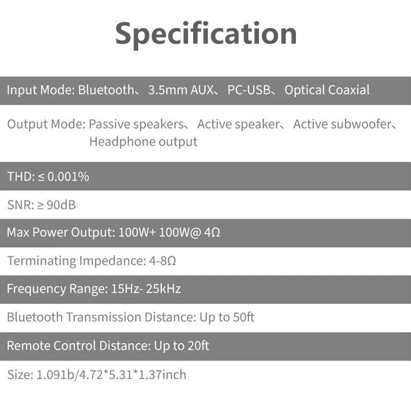 Усилитель звука TRASAM TPA3116 * 2 Hi-Fi 0 1 100 Вт USB ЦАП 24 бит 192 кГц Bluetooth 5 CSR3003 усилитель для