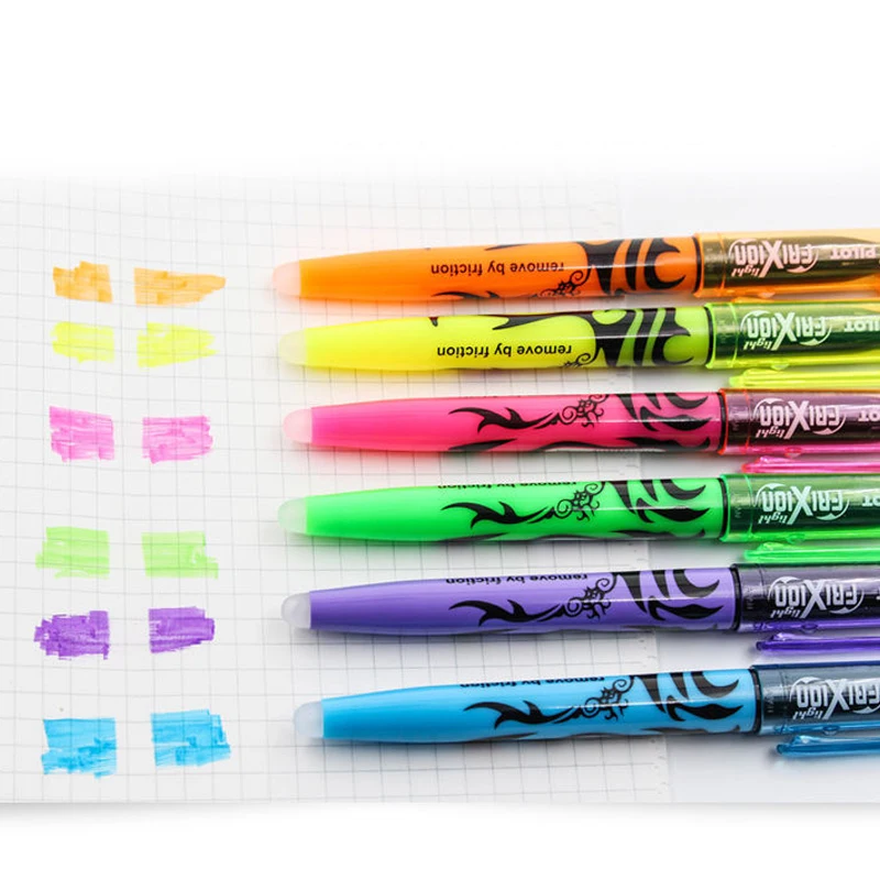 Colored Japan Pilot SW-FL Frixion Erasable Highlighter Pen Fluorescent Markers Kawaii Pastel Highlighter Cute School Stationery images - 6
