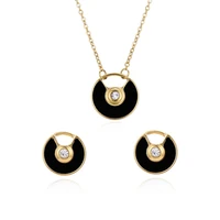 gd luxury hot selling talisman black white titanium steel pendant necklaceearrings set for women jewelry gift 2022 new trends