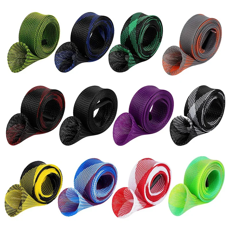 

12Pcs Fishing Rod Sleeve Rod Cover Braided Mesh Rod Protector Pole Gloves Fishing Tools For Casting/Spinning Fishing Rod
