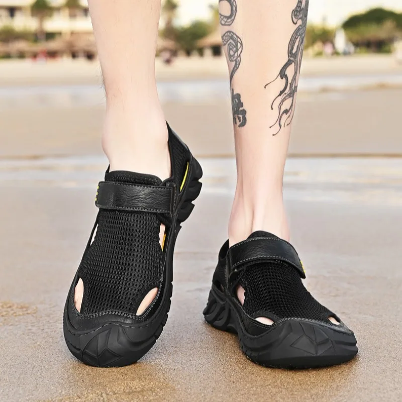 Сандалии пляжные Нескользящие мужские дышащие кроссовки модная повседневная