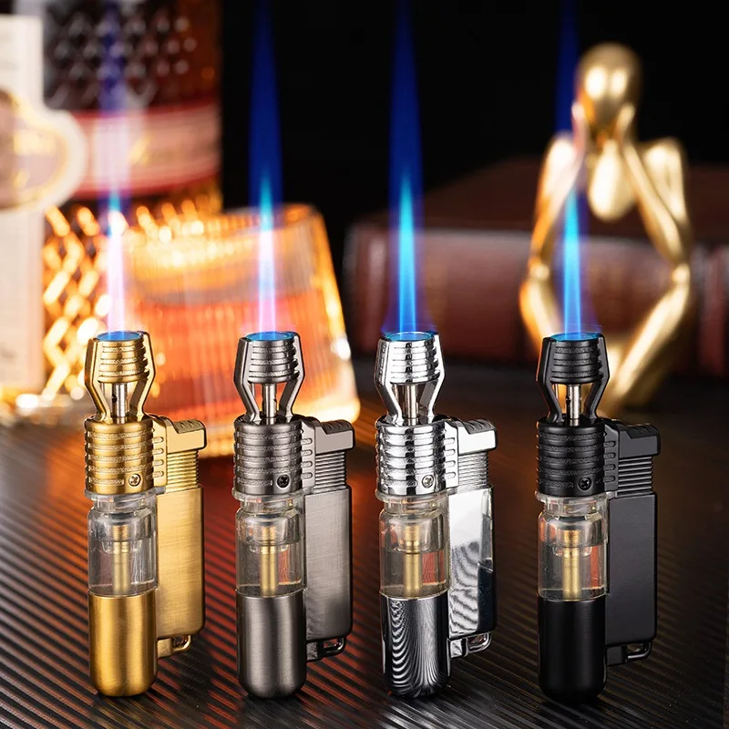 Lighters Smoking Cigar Torch Lighter Jet Flame Cool Butane Gas Windproof Spray Gun Fire Turbo Camping Kitchen Gadgets For Men images - 6