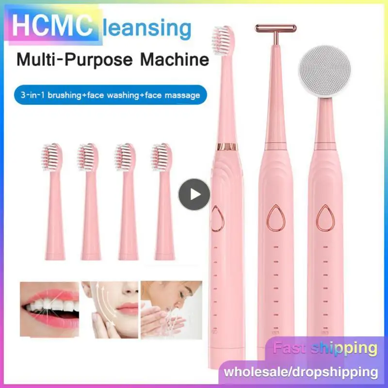 

Tooth Scaler 7in1 Rotation Clean Teeth Electric Toothbrush With 4 Extra Replacement Heads Waterproof Tooth Cleaning Tools