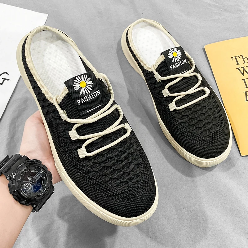 

Летние мужские молодежные повседневные туфли, сетчатые дышащие полуботинки, Мужская модная обувь для прогулок, мужские полутапочки с резин...