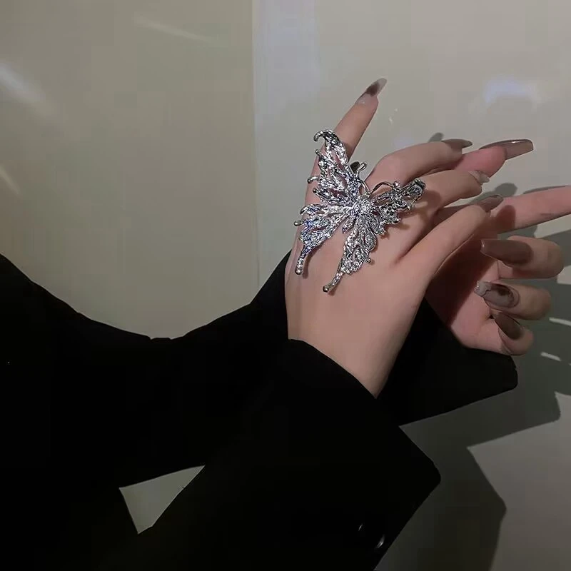 Student Butterfly Ring Girl Adjustable Opening Ring Popular Cool Personality Finger Ring Women's Ring Fashion Female Jewelry