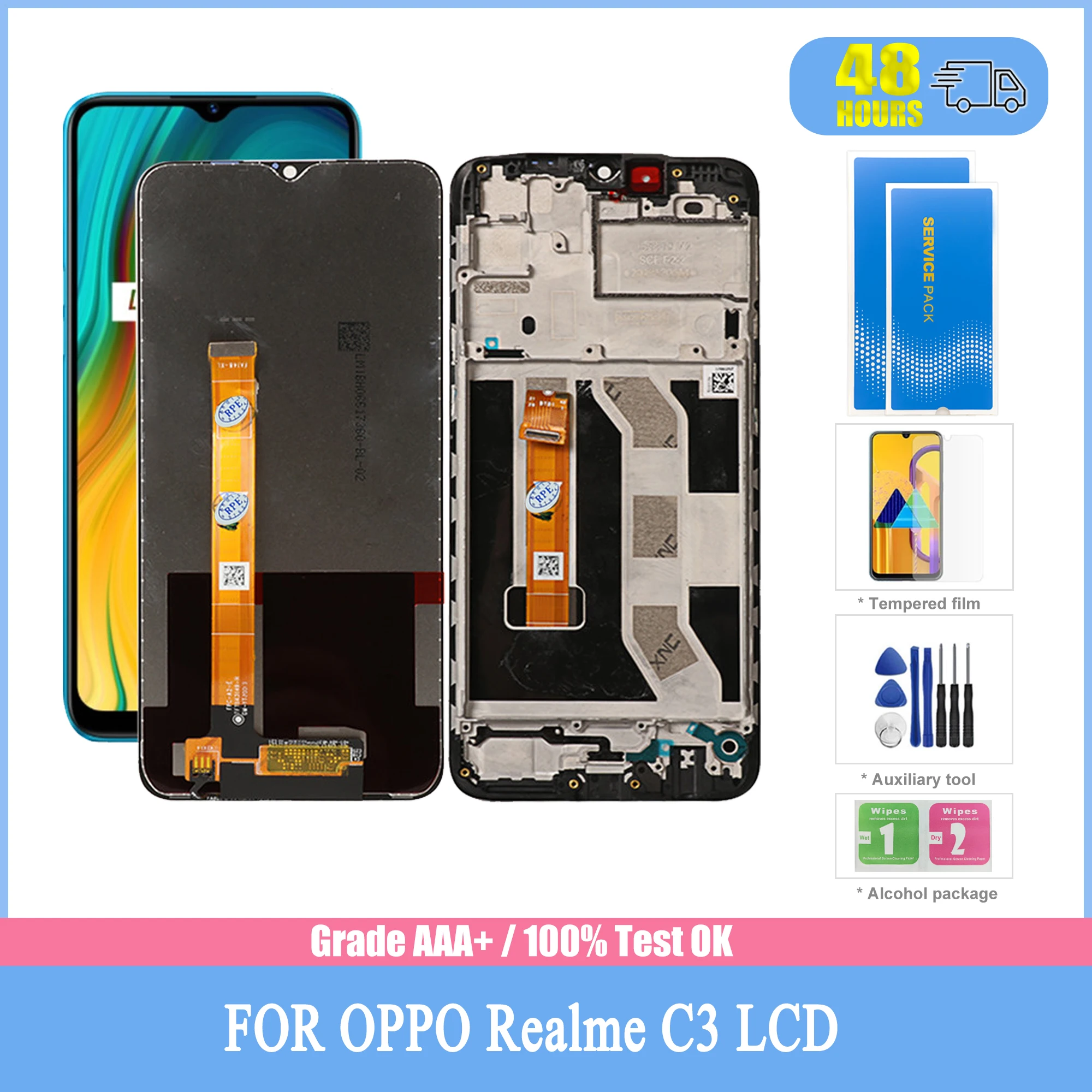 

For OPPO Realme C3 LCD Display + Touch Screen With Frame No Dead Pixels Screen Replacement On For OPPO Realme c3 RMX2027 6.5 z