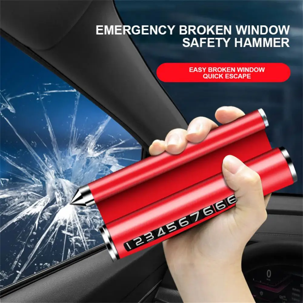 

Car Mobile Phone Number Plate Multicolor Alloy Car Aromatherapy Multifunctional Portable Stop Sign Car Accessories Safety Hammer