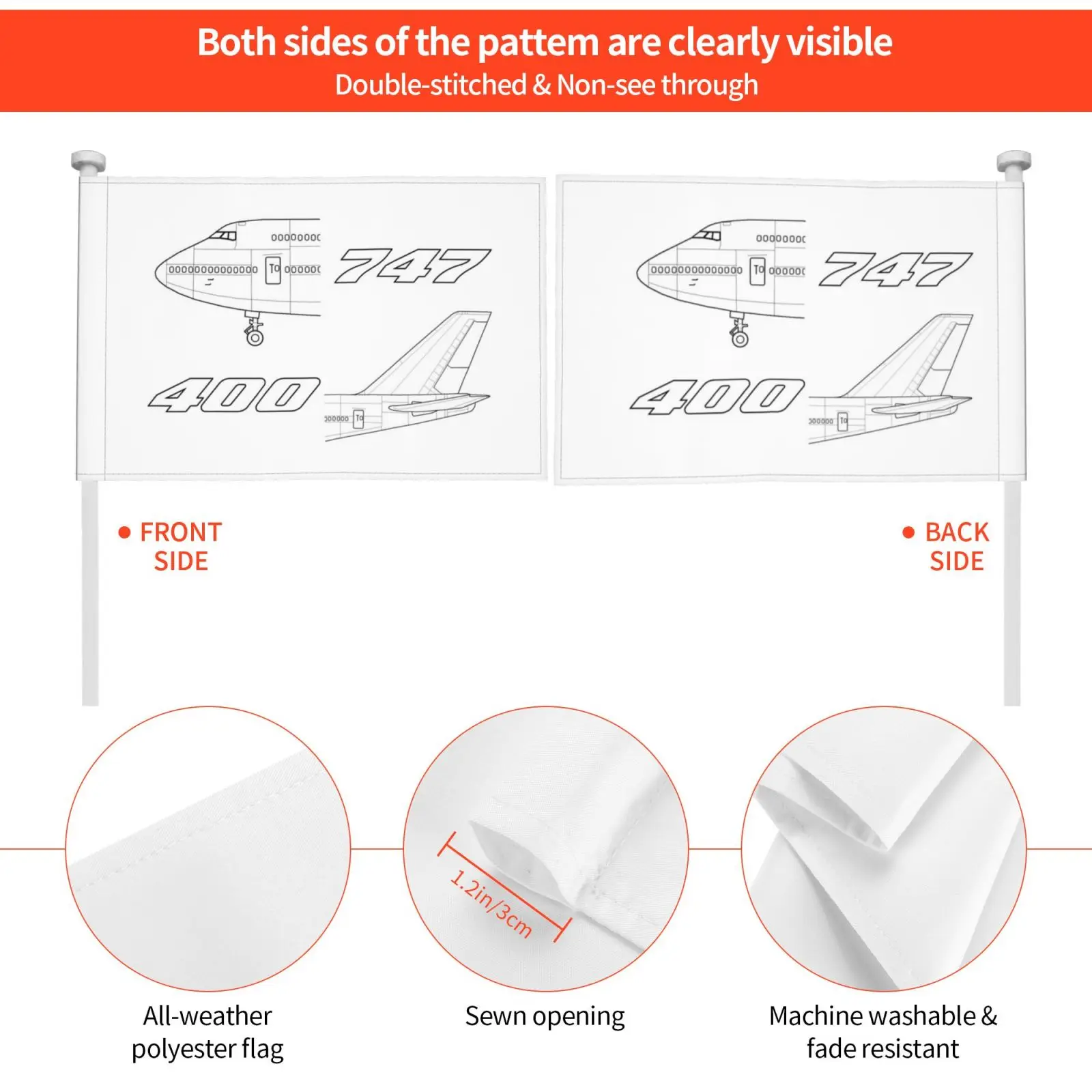 Boeing 747-400 Details Outdoor Decor Flag Car Detail Airbus 747 Vintage Aviation History Old Plane Avi8tor |