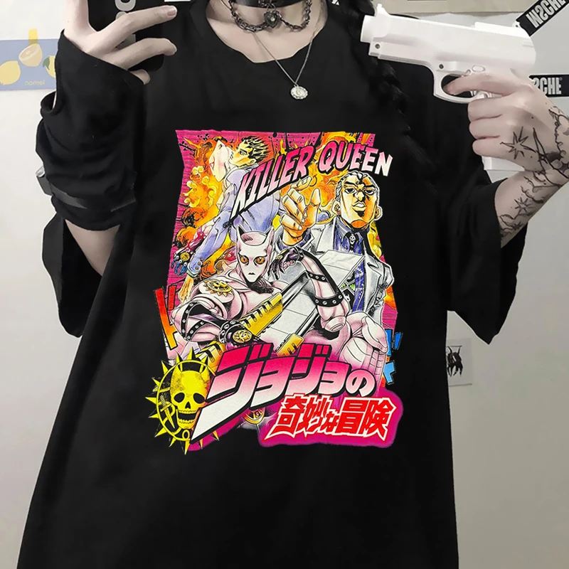 

Лидер продаж, футболка с рисунком японского аниме, с принтом «Необычные приключения Джоджо», «Кира йошикаге», «Killer Queen», для мужчин и женщин, ...
