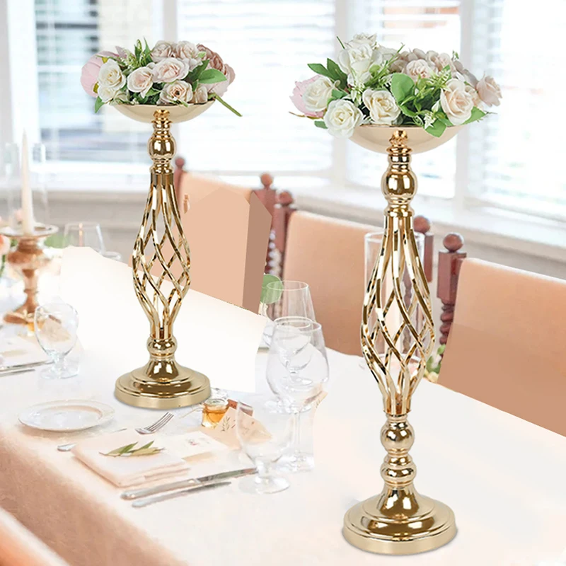 

Metal Flower Arrangement Stand Road Lead Pillar Candle Holder for Wedding Vase Decor Party Candelabra Table Centerpiece Decora
