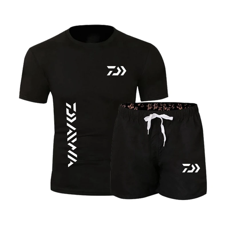 

Daiwa Fishing Suit Men Summer Fishing Clothing Sportswear 2 Piece Outdoor Shorts Fishing Pants Quick Dry Sport Fishing T Shirt