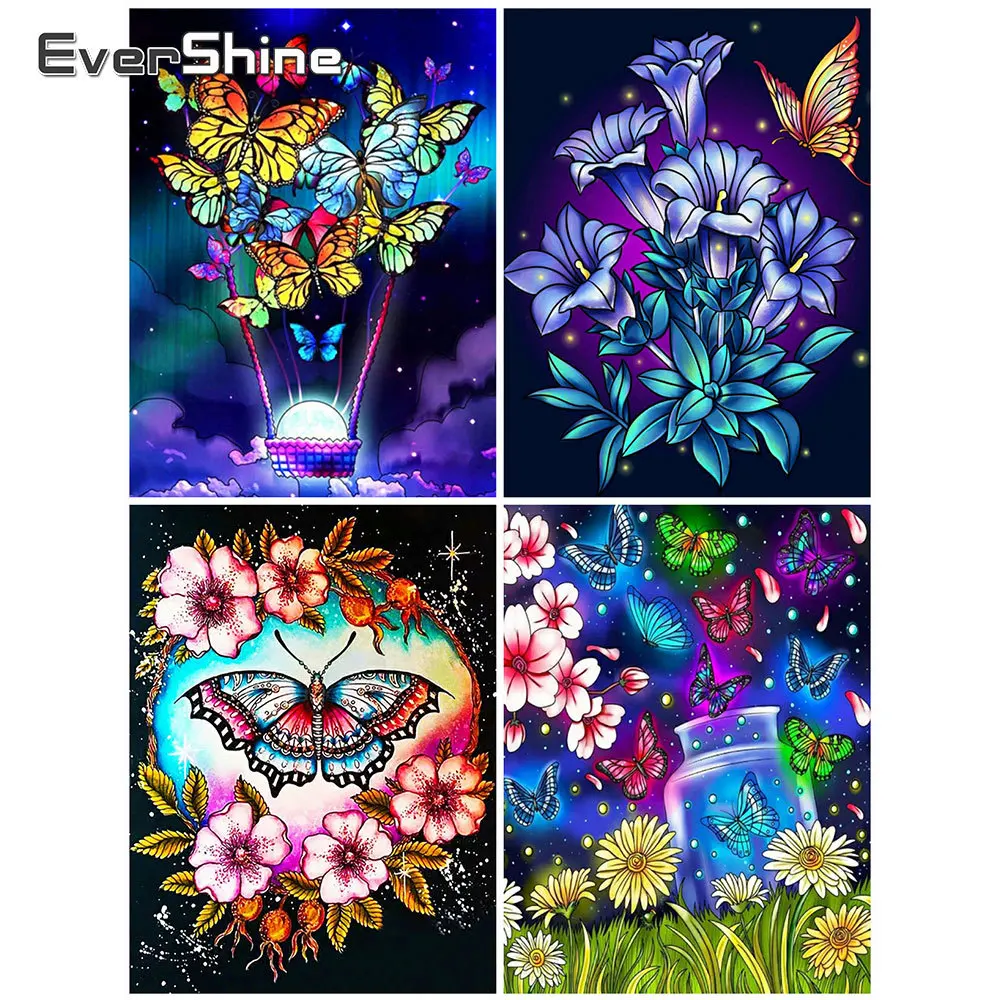 

Evershine Diamond Embroidery Butterfly Flower Mosaic Diamond Painting Animal 5D Full Square Cross Stitch Picture Decor For Home
