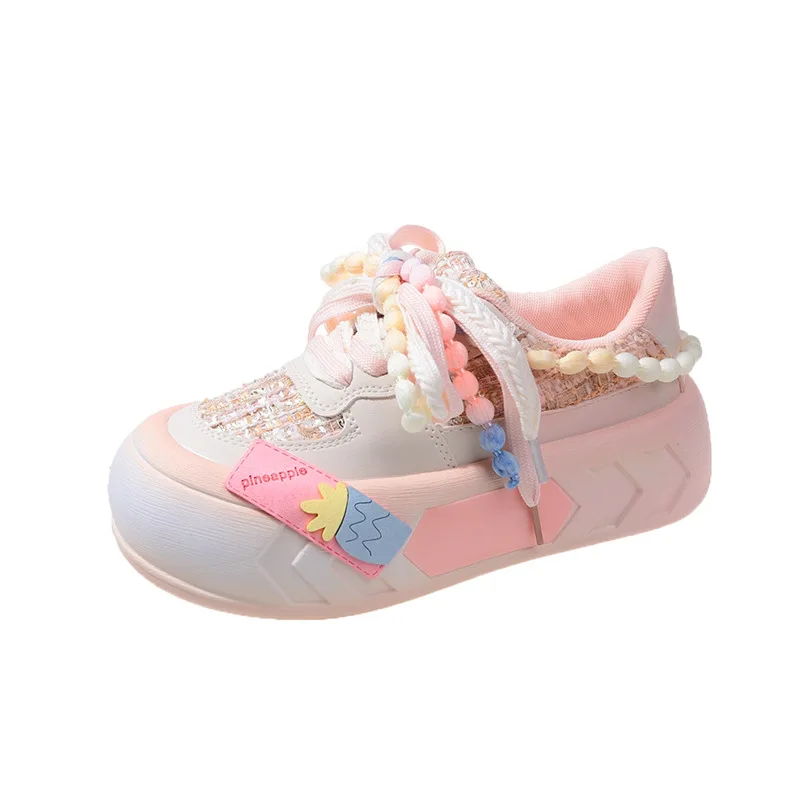 2023 New Fashion Round Toe Lace Up Women's Vulcanized Shoes Spring Flat Outdoor Breathable Women Sneakers Zapatos Mujer