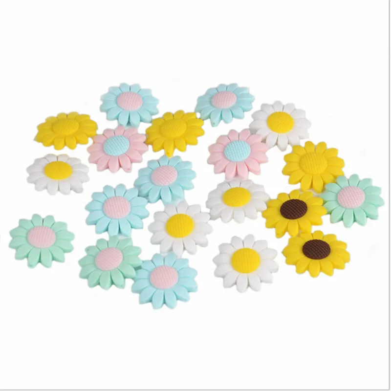 

Bite Bites Food Grade Teether Sunflower Silicone Baby Teething Beads Tooth Care Candy Color Chew Jewelry Making Baby Teether