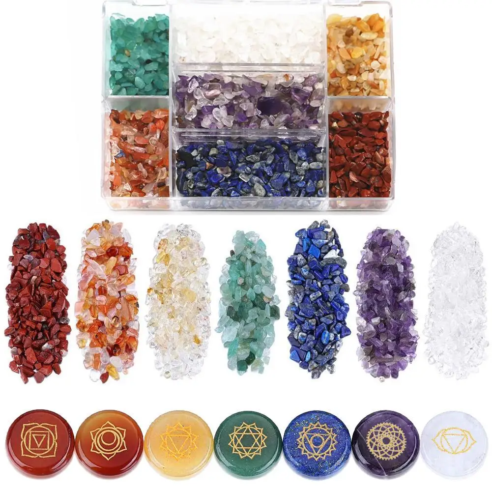 Комплект семь чакр натуральный кристалл драгоценный камень агат Йога