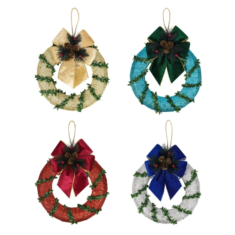 

Artificial Christmas Wreaths Faux Pine Needle Garland Front Door Ornament