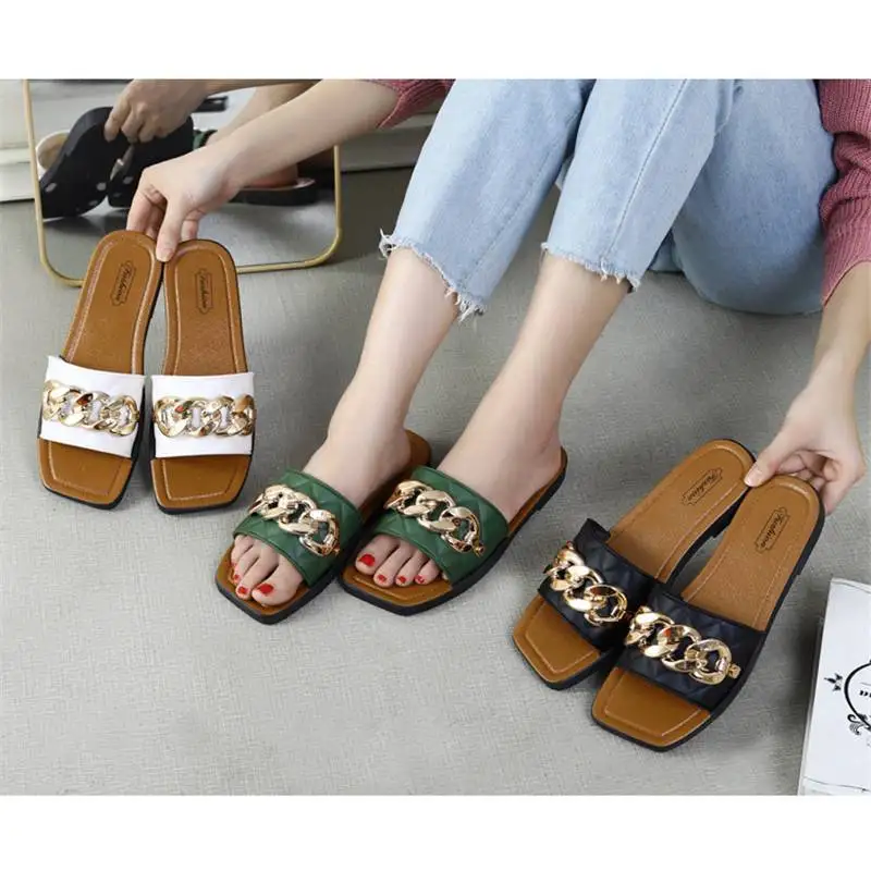 

Women's Flat Sliders Non-Slip Summer Fashion Sandals Ladies Mules Thick Soles