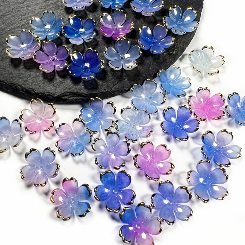 

50 шт., акриловые бусины в виде цветка, 19 мм