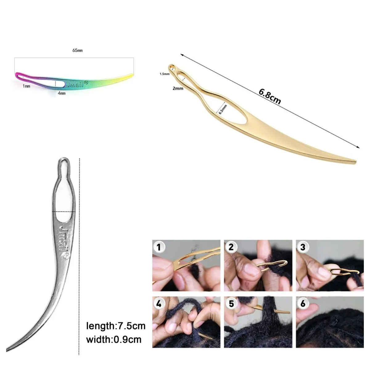 

1/5 шт. инструмент для дредов, крафтовые системы, вязанные крючком инструменты для Плетения КОС и волос, изогнутые иглы для волос для ваших ло...