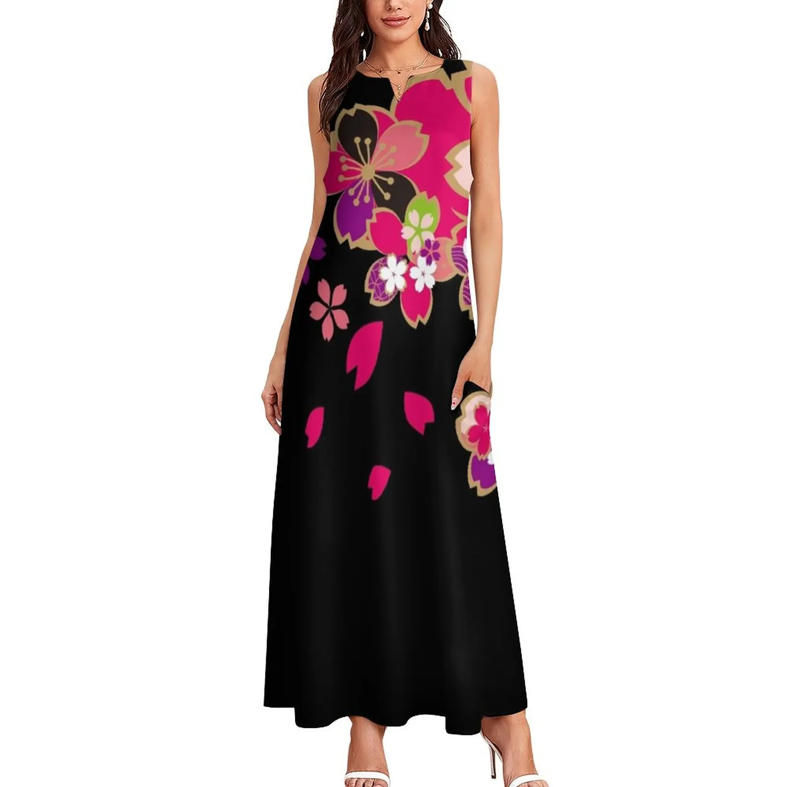 Красивые вишни из Японии 3 длинное платье милое женское летнее 2025 года