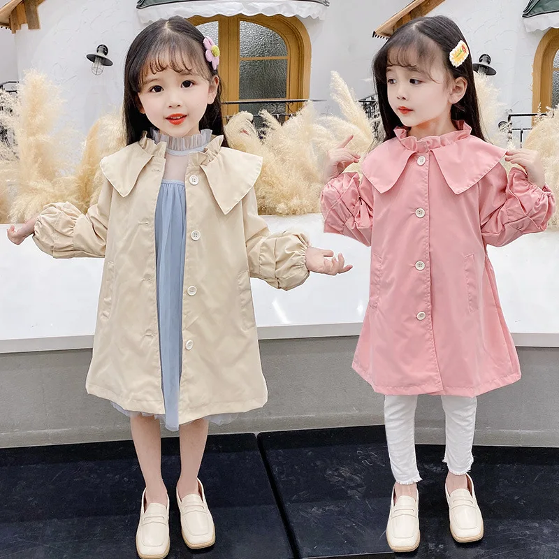 

Весенне-осенняя кружевная верхняя одежда для девочек с круглым вырезом, милые модные топы принцессы, повседневная детская одежда для девоч...