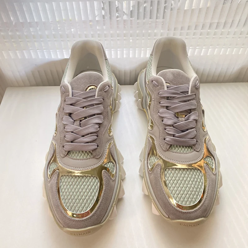 

Bal Luxury Brand Men's Sneakers 2023 New In Cat's Paw Purple Mixed Color Shoes For Men Casual Height Increasing Sports Shoes