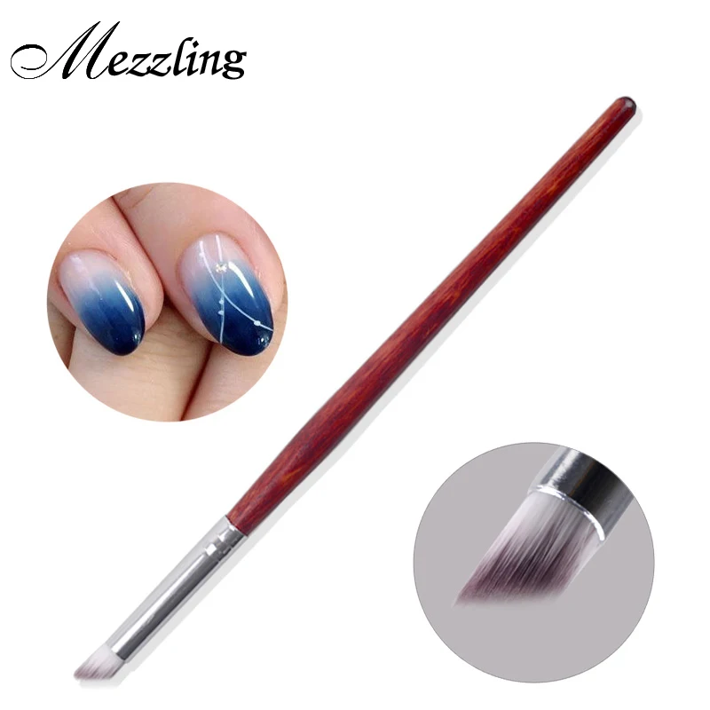 

1Pc Nail Art Brush Gradient Dizzy Dye Pen Wood Handle Angle Nail Painting Dotting Tools