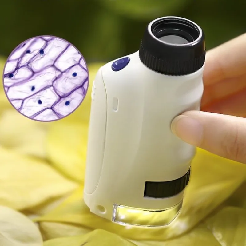 

Portable Mini 60X-120X Handheld Microscope Kit LED Light Toys for Children STEM Biological Science Experiment Educational Toys