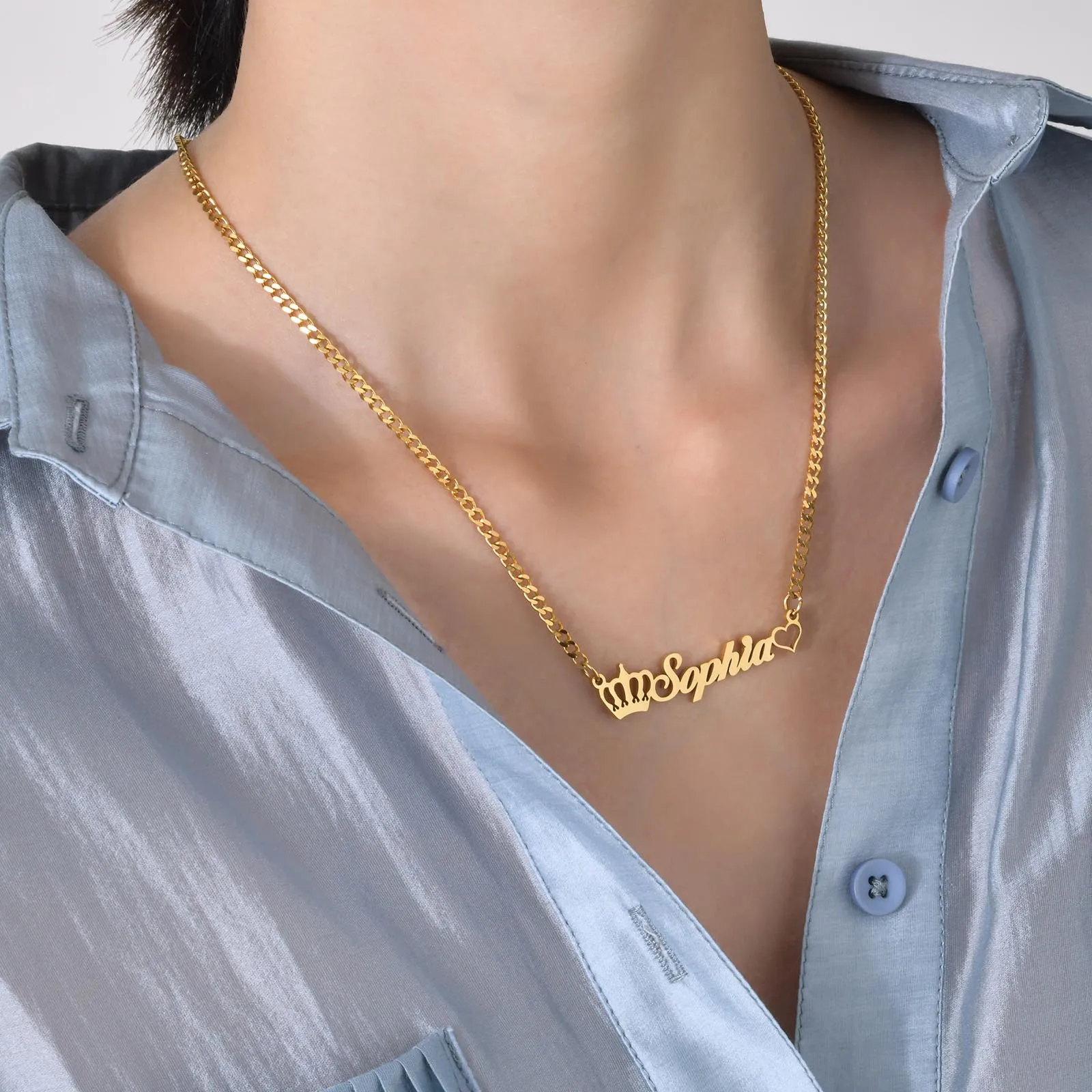 

Женское Ожерелье из нержавеющей стали с золотым покрытием и именным именем