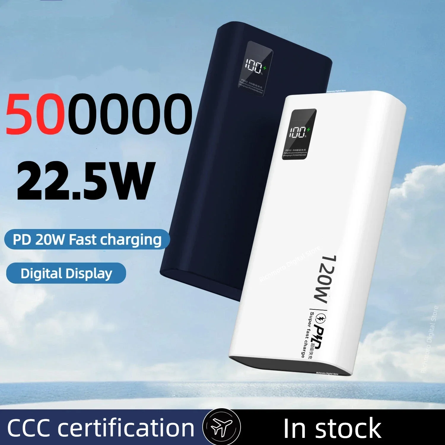 Фото XIAOMI 120 Вт Power Bank 50000 мАч Высокая емкость Быстрая зарядка Powerbank Портативное зарядное устройство для iPhone Samsung Huawei Hot №4