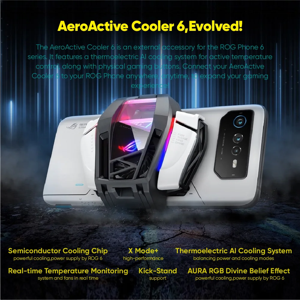 Original Asus AeroActive Cooler 6 rog phone 6/6D Funcooler with Fan Holder rog phone 5s/5 cooler rog Phone Expansion Acces