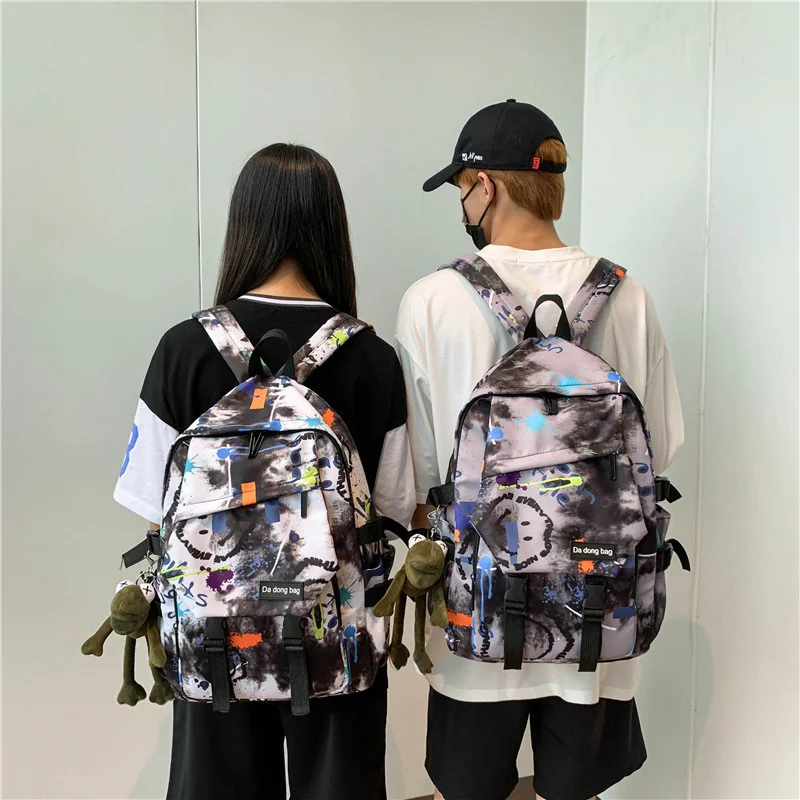 Schoolbag male middle school student fashion trend campus ins graffiti backpack Street trendy cool Junior High School Backpack