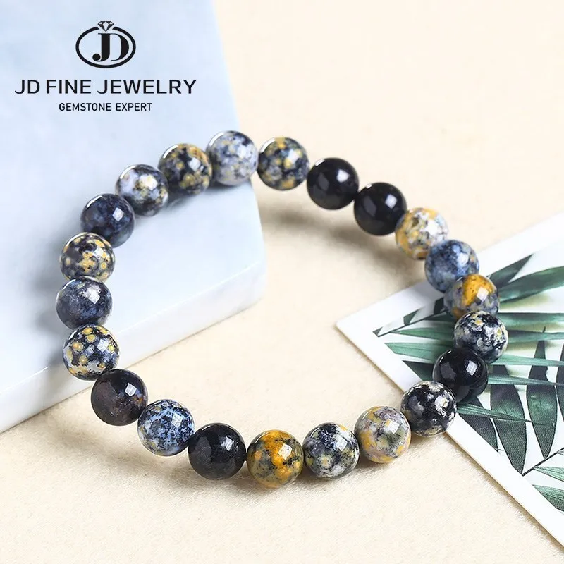 

JD Natural Blue Ocean Jasper Stone Strand Bracelets Men Women 6 8 10mm Colorful Charm Yoga Healing Bangles Fashion Handmade Gift