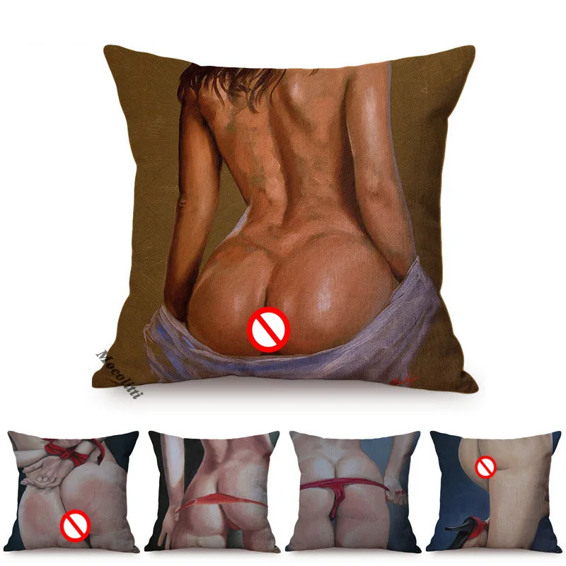 Винтажная картина маслом Искусство сексуальная женщина Стыковая печать хлопчатобумажная льняная Обложка галерея Очаровательная подушка