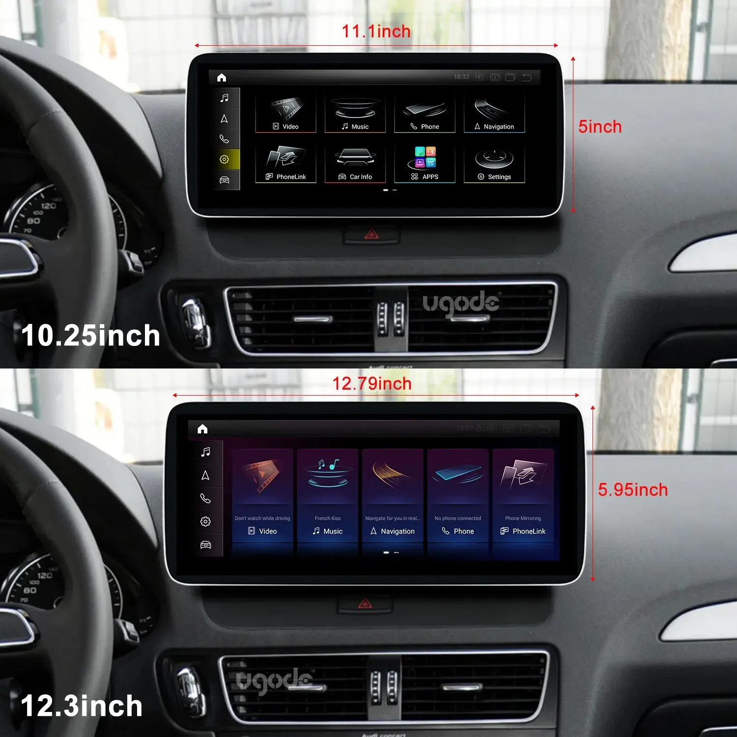 Ugode Android 13 беспроводной Carplay-экран для Audi Q5 2010-2016 автомобильные видеоплееры