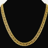 9mm wide tight double curb chain men necklace solid 18k yellow gold filled classic men clavicle collar necklace 54cm long